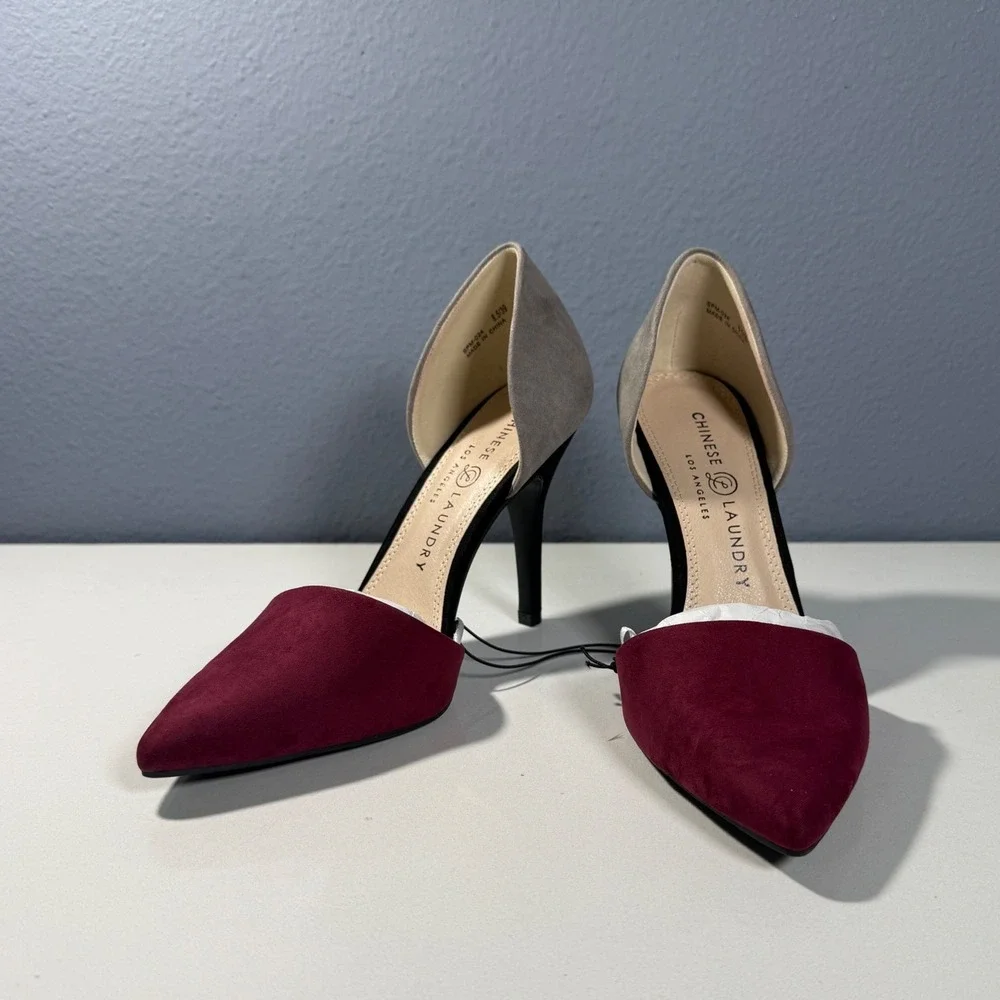 Chinese Laundry Heels Womens 7 Burgundy Grey Black ‎ New Stiletto